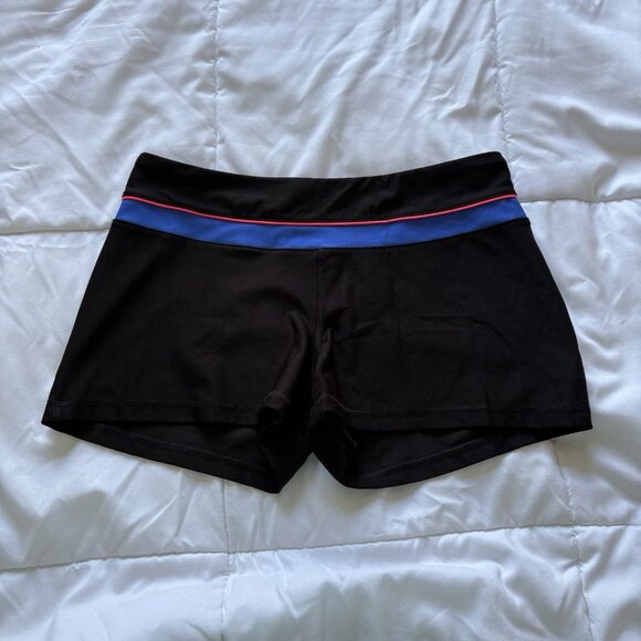 Avia Womens Size Medium Black Blue Spandex Shorts Volleyball Running Training - Picture 1 of 5